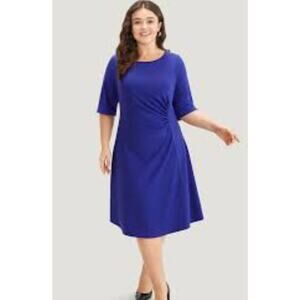 BloomChic Plus Size 22-24 3x Royal Blue Faux Wrap Midi Dress